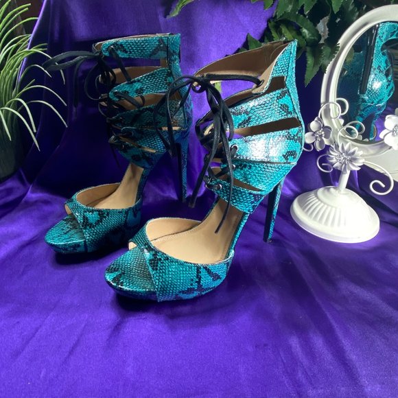 ๐Shoe Dazzle Chatelle Snake Print Stiletto Sandal - Picture 2 of 14